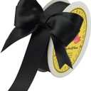 Black Double Face Satin Ribbon 1 inch X 25 Yards Spool Very Suitable for Weddings Gift Package Wrapping Dancer Wand Sewing Party Hair Bow Invitation Decorations and More