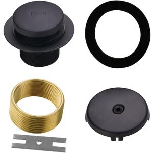 Black Tub Drain Tip-Toe Tub Trim Set Conversion Kit Assembly, Hidrop Bathtub Drain Replacement Trim Kit with 1-Hole Overflow Faceplate and Universal Fine/Coarse Thread, Matte Black
