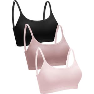 Blulu 3/6 Pieces Mini Camisole Bra Wireless Padded Bra Sport Cami Bralette with Adjustable Straps for Women Girls (Black, M)