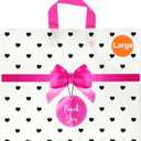 Linxlily Thank You Shopping Pink Plastic Bags Open Bottom 50 pack 17" W x 14" H Inches for Boutique Small Business Retail Gifts Bolsas De Plastico Para Negocio