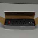 Mountable Power Strip Recessed Power Strip with USB 4 Outlet 2 USB Multiple Protection Built in Conference Desk Counter Workbench for PC Home Electric Appliance ETL Listed(Black)