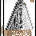 MCS Trendsetter 24x36 Poster Frame Black High-Gloss, Vertical & Horizontal Wall Hanging Large Picture Frame for Photos, Posters & Art Prints (2-Pack)