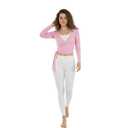 Women Ballet Pilates Wrap Tops Long Sleeve Tie Front Crop Shirts Y2K Dance Workout Yoga Going Out Tops
