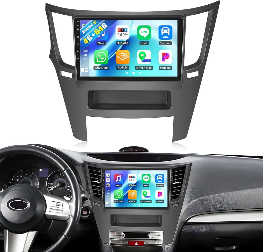 [4G+64G] Car Radio for Subaru Outback Legacy 2010-2014 with Wireless CarPlay Android Auto,9" Touchscreen Android 15 Car Stereo with Mirror Link Voice Control WiFi/GPS,Bluetooth,FM/RDS+Backup Camera
