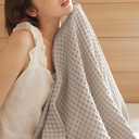 Bedsure 100% Cotton Throw Blanket for Spring Summer, Ultra Soft Waffle Weave Linen Blanket for Couch Sofa Chair, Thin Lightweight Breathable Bedding Gifts for Women, Men, Teens, 50"x70"