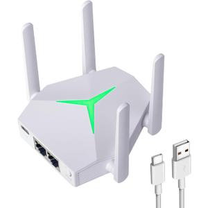 AC1200 WiFi Range Extender, USB Dual Band 5GHz/2.4GHz WiFi Repeater with 3 Modes & 2 Ethernet Ports Cover up to 12000 Sq.ft, EX004 Internet Signal Booster for Whole Home, Plug and Play (White)
