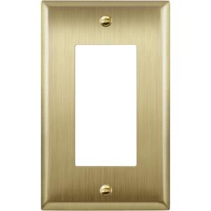 ENERLITES Decorator Switch or Outlet Metal Wall Plate, Stainless Steel Outlet Cover, Corrosion Resistant, Size 1-Gang 4.50" x 2.76", Stainless Steel 201, 7731-BB, Brushed Brass, Gold