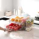 YINGRACE 10 Pack Fridge Organizer Bins, Stackable Refrigerator Organizers and Storage, With a Pull-out Large Drawer, BPA-Free Clear Containers For Fruit, Vegetable, Drinks