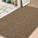 BEQHAUSE Dirt Trapper Door Mat 36" x 60", Non-Slip Washable Doormats Entrance Mat, Dirt Resistant and Absorbent Welcome Mat, Low Profile Floor Mats for Front Back Door and Entryway, Beige