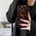 Cute Phone Case for iPhone 14 Pro Max Case Amber Leopard Full Camera Protective Slim Shockproof Aesthetic-Brown Amber