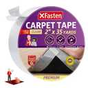 XFasten Double Sided Carpet Tape for Area Rugs On Carpet 2 Inch x 35 Yards No Residue Clear Adhesive Rug Tape Hardwood Floor No Damage Carpet Tape Double Sided Tape for Carpet Rug Tape Gripper