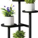 IBUYKE 4 Tier Plant Stand Indoor, Metal Wood Plant Shelf for Multiple Plants, Small Tiered Corner Flower Pot Stand for Living Room Patio Balcony Garden, Black TMJ073B