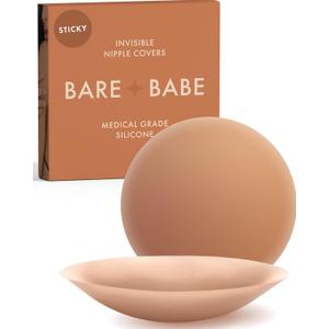 Reusable Silicone Nipple Covers - Waterproof, Nude, 4 Shades - Sticky Breast Stickers for Strapless Dress (Small (Fits AA-B), Caramel)