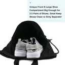 BeeGreen Drawstring Backpack Bag with Shoe Compartment, X-Large Black Gym Sports String Cinch Backpack