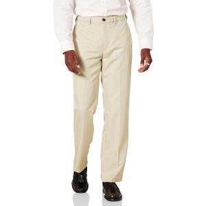 Amazon Essentials Men's Classic-Fit Expandable-Waist Flat-Front Dress Pant (Beige, L)