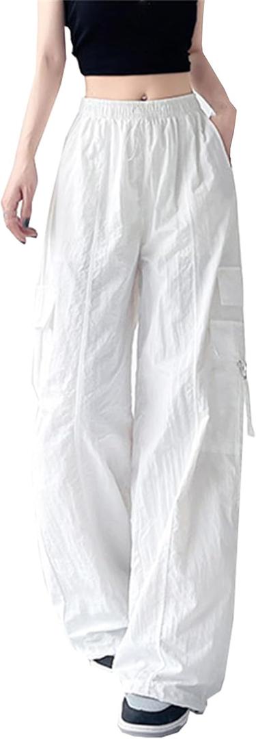 SANGTREE Womens Quick Dry Parachute Cargo Pants (White), Medium