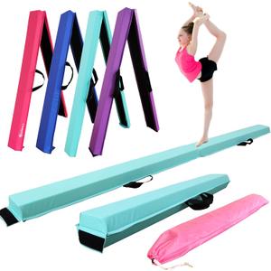 6 FT / 8 FT / 9 FT / 10 FT Folding Gymnastic Balance Beam for Kids with Carry Bag for Home and Club Use (Teal)