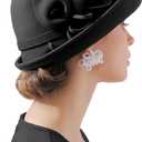 ORIDOOR Women Vintage Wool Felt Flowers Bucket Cloche Bowler Hat Church Wedding Dress Fascinator Hat Winter Felt Fedoras (One Size, 012-black)