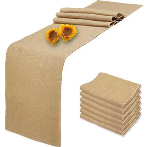 6 Pack Natural Burlap Table Runners,12 x 72 Inch Rustic Jute Table Runner and Placemats Bulk for Western Wedding Table Decorations,Farmhouse Style Party,Holiday,Kitchen Coffee Table Decor Cover