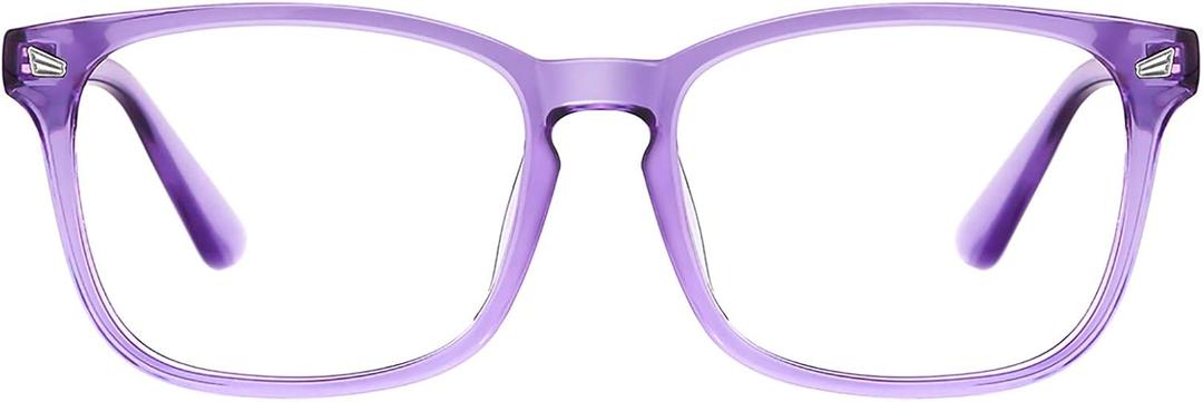 TIJN Blue Light Blocking Glasses for Women Men Clear Frame Square Nerd Eyeglasses Anti Blue Ray Computer Screen Glasses (Purple)
