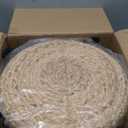 Cpintltr Round Ottoman Natural Seagrass Footstool Hand Weave Water Hyacinth Poufs Eco Friendly Sofa Foot Stool Soft Step Stool Padded Foot Rest with Pine Legs for Living Room (Natural)