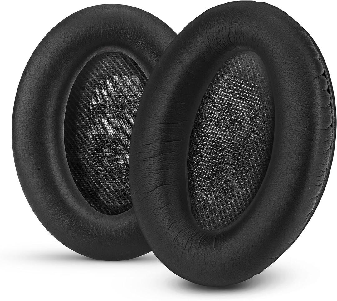 Replacement Earpads for Bose QuietComfort 35 (QC35) & 35 II (QC35 ii) Headphones, With Memory Foam, Leather & Added Thickness for Better Comfort & Noise Isolation