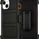 for Defender Phone Case iPhone 13 Case with Belt Clip, for Shockproof iPhone 13 Case Heavy Duty Rugged, 2 Layers of Sturdy for iPhone13 Cases, Military-Grade Cover for iPhone13Case Black & Orange