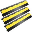 Reliancer 3 Pack Dual Channel Rubber Cable Protector Ramp 2 Channel Traffic Speed Bump 11000lbs Capacity Heavy Duty Driveway Hose Cover Ramp Cord Track Protector Wires Concealer w/Flip-Open Top Cover (3 Pack 2-Channel Ramp)