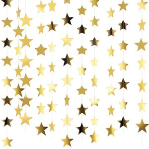 Patelai Glitter Star Garland Banner 2026 Graduation Decor 130 Feet Star Hanging Banner Twinkle Backdrop for Party Birthday Classroom Wedding Supplies(Gold)