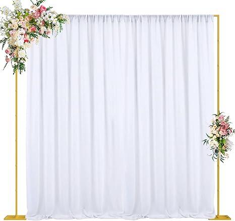 Wokceer 10x10 FT Backdrop Stand Heavy Duty Pipe and Drape Kit, Adjustable Gold Backdrop Stand for Wedding Birthday Party Photography Photo Booth Background Christmas Decoration
