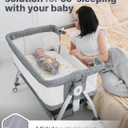 Earth&ME Baby Bassinet Bedside Sleeper with Rocking - All Mesh Portable Bedside Crib for Safe Co-Sleeping, Storage Basket and Wheels, Adjustable Height, Includes Travel Bag, Mosquito Net (Whate, Grey)