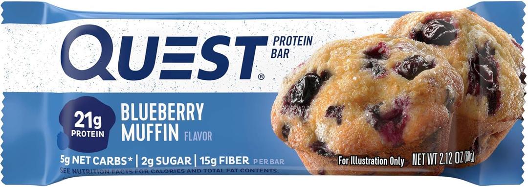 Quest Nutrition Protein Bar, Blueberry Muffin (Pack of 12), Best by 1/06/2024