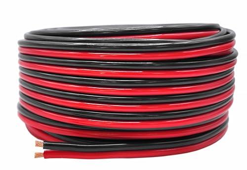 12 Gauge 100% Copper Zip Cable | 12 AWG (American Wire Guage) Stranded OFC Red - Black Bonded for Automotive Power Car Audio LED Light Trailer Remote Hookup Harness Wiring (50 ft Black & 50ft Red)