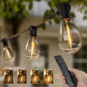 Ollny S11 Outdoor String Lights with Remote, 30 FT 3 Modes Dimmable Timers Waterproof Connectable Patio Lights, 15+1 LED Spare Bulb Dusk to Dawn Hanging Light for Indoor Porch Balcony Cafe