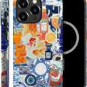 Case Compatible with iPhone 15 Pro Max,Compatible with MagSafe,Fall Prevention Hybrid 2-Layer Hard Shell Cases for Girls Boys,Fish Orange Collage European