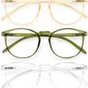IBOANN Iconic Blue Light Glasses for Woman - Computer Glasses 99% Blue Light Blocking - Anti Eyestrain & UV Glare Protection (*B117 Tranparent&dark Green&orange)