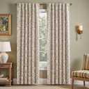 jinchan Floral Blackout Curtains for Bedroom Living Room 84 Inches Length Farmhouse Curtains Room Darkening Vintage Drapes Traditional Rod Pocket Window Treatment 2 Panels Set Taupe on Beige