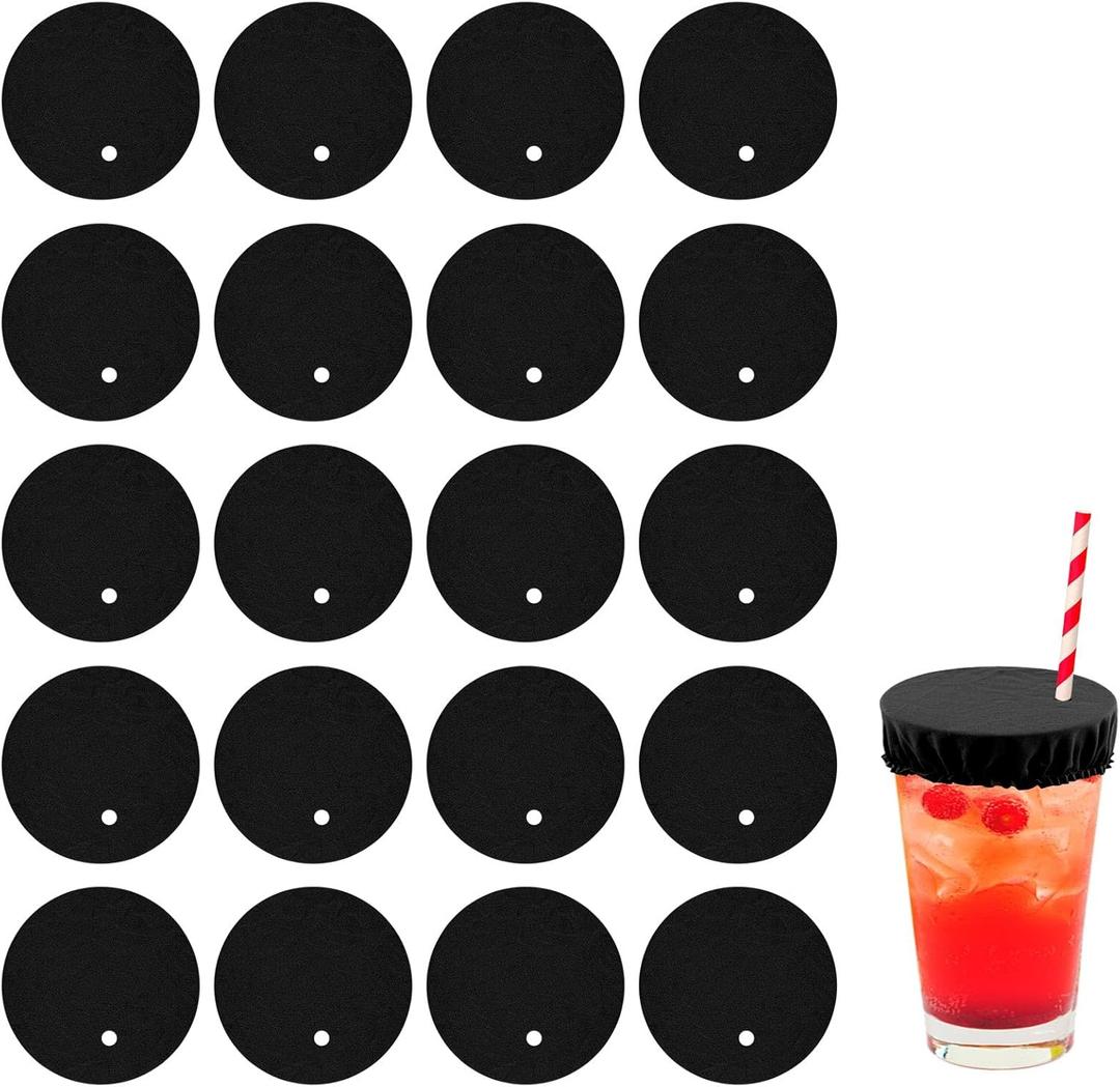 20pcs Drink Cover Scrunchies, Women's Drink Protectors Lids with Straw Holes for 6-16cm/2.43-6.2 Inch Drug-Proof Reusable Beverage Covers for Nightclub Parties