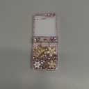 for Samsung Galaxy Z Flip 6 Glitter Case with Hinge Protection Ring Holder,Cute Luxury 3D Crown Bling Sparkle Crystal Rhinestone Diamond Gems Women Girls Case for Galaxy Z Flip 6 5G (Pink)