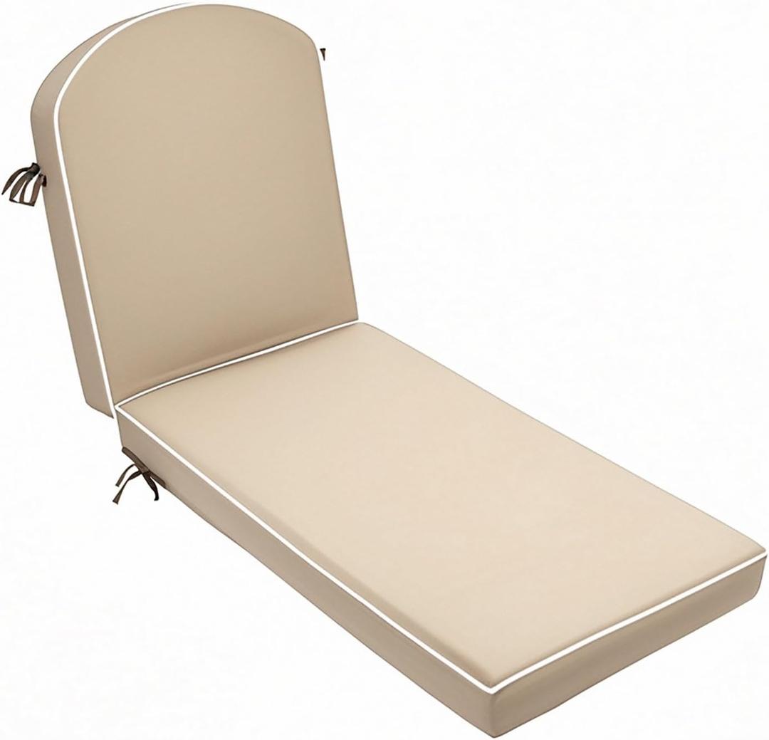 80 x 26 inch Outdoor Chaise Lounge Cushion Water Resistant Large Patio Pool Lounge Chair Cushion (Khaki)
