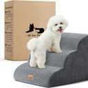 Dog Stairs for Small Dogs 13.5” H, 3 Step Dog ramp for Bed, Grey