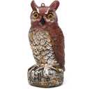 Owl Deterrent 11 Inch – Plastic Fake Decorative Bird Scarecrow Protection, Nature’s Enemy Pest Repellent to Scare Birds Away, Outdoor Garden Yard Protector Statue, Realistic Eyes, Home Halloween Decor, Broken