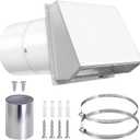 10 Inch Hooded Wall Vent with Screen and Damper, 10 Inch Range Hood Wall Vent Cap, Wall Exhaust Vent Cover, Outdoor Hooded Wall Vent for Dryer Vent, Outside Exterior Mount, Range Hood, Kitchen, White