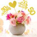 ElevateTech 50th Anniversary Centerpiece Sticks 48 Pcs Double Sided Gold Glitter 50th Wedding Anniversary Centerpieces for Tables Flower Table Toppers for Cheers to 50 Years Wedding Party Decorations