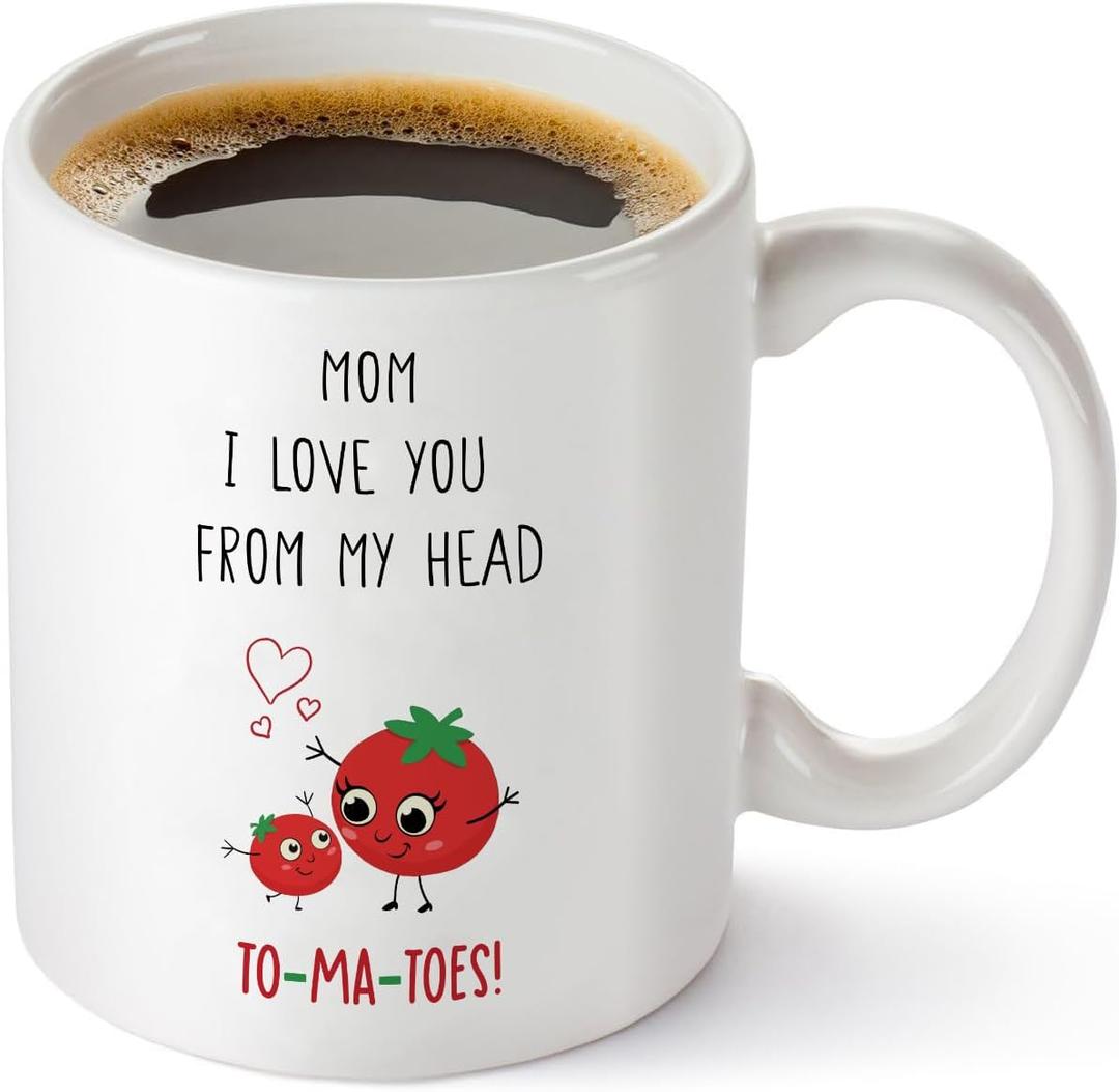 Lovely Birthday Mug Gift for Mom, Cute Pun I Love You Mom Mother's Day Coffee Mug Gift from Son Daughter Kids, Unique Mommy Birthday Love You Gifts Coffee Cup - 11oz White Ceramic Cup