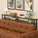 Keelian 70 Inch Double-Layer Narrow Console Sofa Table with 2 Power Outlets&4 AC Plugs&4 USB Ports, 4.9' Extension Cord Included, Behind Couch Table for Living Room/office Easy Assembly - Rustic Brown