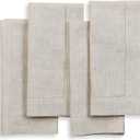 Solino Home Light Natural Linen Napkins Set of 4-100% Pure Linen Hemstitch Dinner Napkins 20 x 20 Inch for Christmas, Holiday, New Year - Classic Hemstitch
