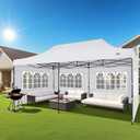 COBIZI 10x20 Pop up Canopy Tent Heavy Duty, Easy Set-up Commercial Outdoor Party Tents, 100% Waterproof Wedding Gazebo, 3 Height Adjustable with Wheeled Bag, White