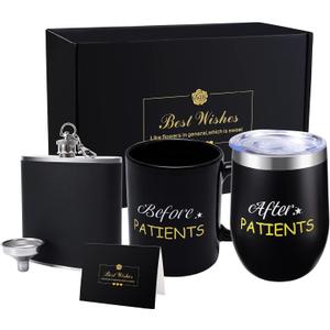 Graduation Doctors Nurses Gift for Women Men, Before Patients, After Patients Nurse Mug & Tumbler & Hip Flask Gifts Idea for Practitioner, Dental Assistant, Unique Birthday, Appreciation Gifts