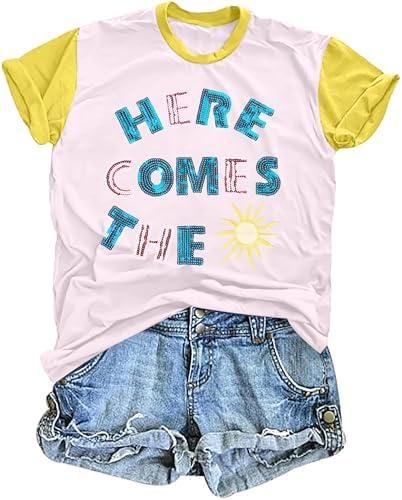 MOUSYA Womens Hawaiian Shirts Summer T Shirt Casual Oversized Beach Sunshine Tropical T-Shirt, Small